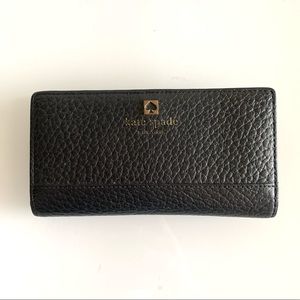 Kate Spade Stacy Wallet black pebbled leather card wallet